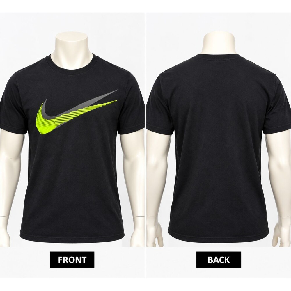 Nike Mens Small Black Neon Volt Swoosh Graphic T Shirt NWT Athletic Sportswear